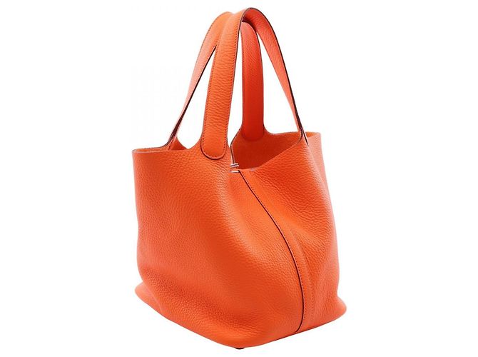 Hermès Hermes Picotin Lock MM Orange Mini Handbag - vista 2