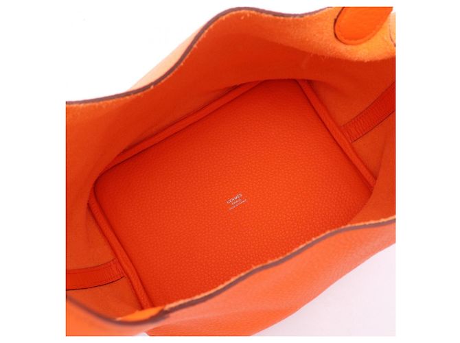 Hermès Hermes Picotin Lock MM Orange Mini Handbag - vista 3