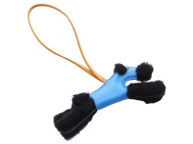 Hermès Charm Buddy Hermes in pelle Blu, Nero e Marrone - vista 2