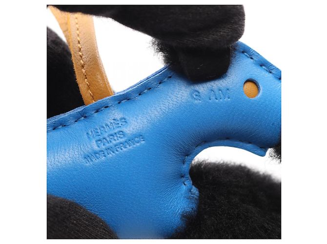 Hermès Charm Buddy Hermes in pelle Blu, Nero e Marrone - vista 3