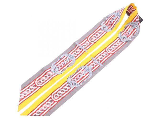 Hermès  Foulard Twilly Hermes in Grigio e Giallo - vista 3
