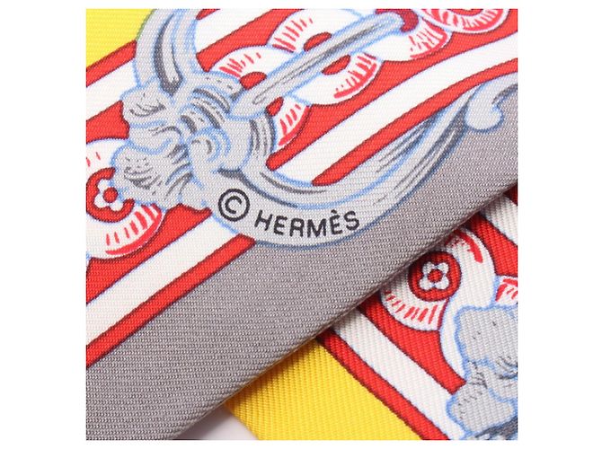 Hermès  Foulard Twilly Hermes in Grigio e Giallo - vista 4