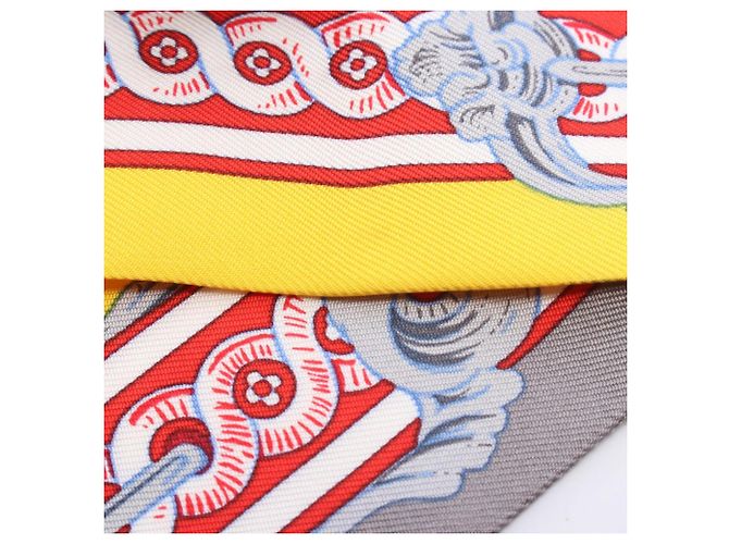 Hermès  Foulard Twilly Hermes in Grigio e Giallo - vista 6