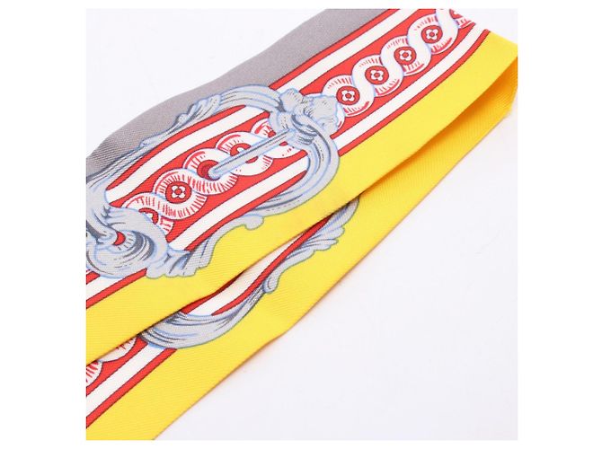 Hermès  Foulard Twilly Hermes in Grigio e Giallo - vista 9