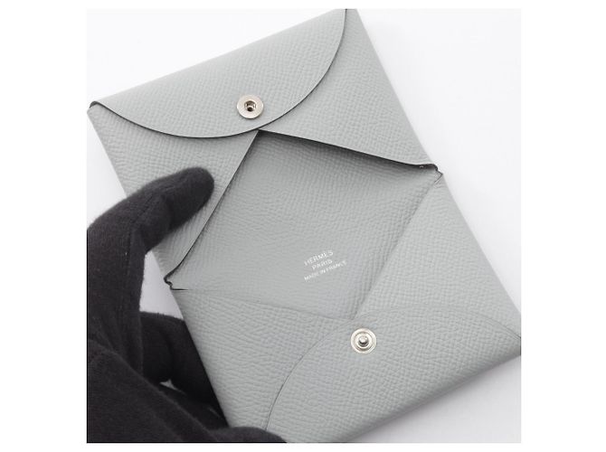 Hermès Monedero Hermes de piel Epsom Gray - vista 3