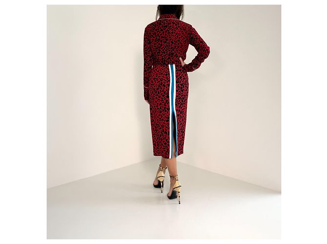 N°21 Leopard Print Midi-Rock - Rot Schwarz - Ansicht 3