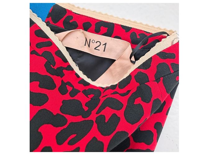 N°21 Leopard Print Midi-Rock - Rot Schwarz - Ansicht 4