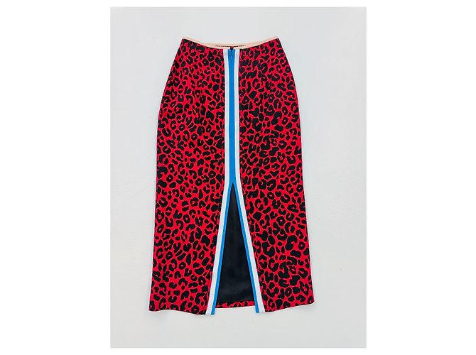 N°21 Leopard Print Midi-Rock - Rot Schwarz - Ansicht 5