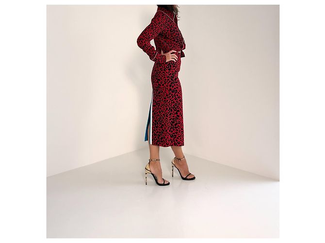 N°21 Leopard Print Midi-Rock - Rot Schwarz - Ansicht 6
