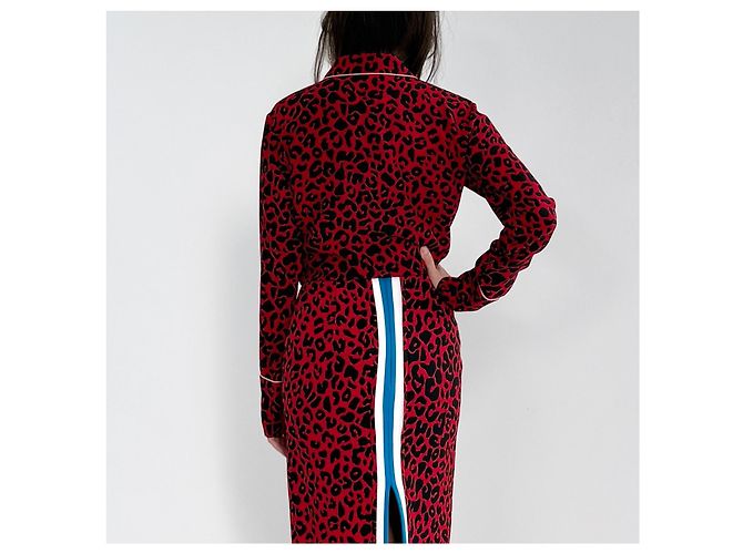 N°21 Seidenbluse mit Leopardenprint - Rot/Schwarz - Ansicht 3