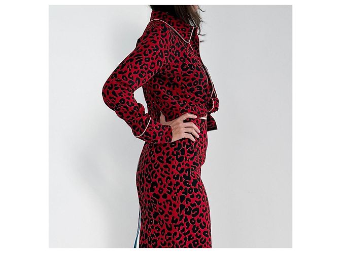 N°21 Seidenbluse mit Leopardenprint - Rot/Schwarz - Ansicht 4