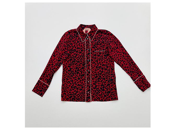 N°21 Seidenbluse mit Leopardenprint - Rot/Schwarz - Ansicht 5