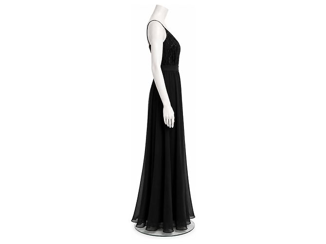 Vera Wang Schwarzes Pailletten-Abendkleid - Ansicht 3