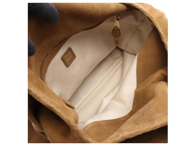 Borsa a mano/Borsa a tracolla Miu Miu in camoscio marrone - vista 3
