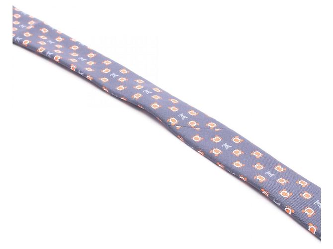 Cravatta in seta Monogram Louis Vuitton grigia e arancione - vista 6