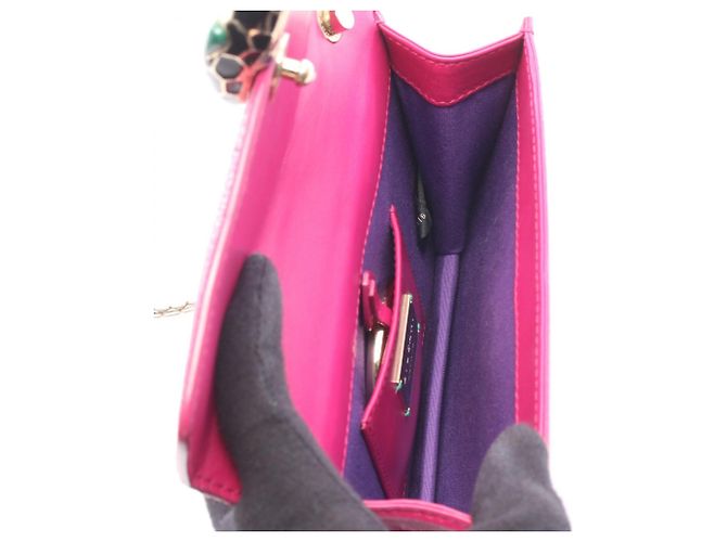 Bulgari Borsa a tracolla Bvlgari Serpenti Forever in pelle rosa - vista 3