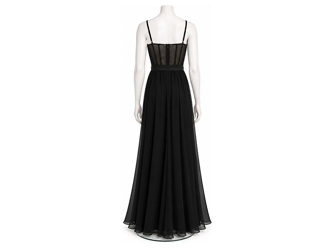 Vera Wang Schwarzes Pailletten-Abendkleid - Ansicht 4
