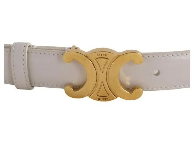 Céline Cinturón de cuero Triomphe blanco - vista 2