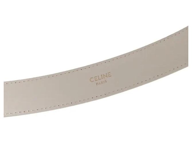 Céline Cinturón de cuero Triomphe blanco - vista 4