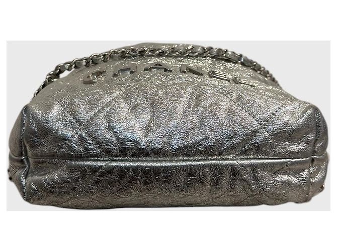 Borsa Chanel 22 in pelle argento - vista 3