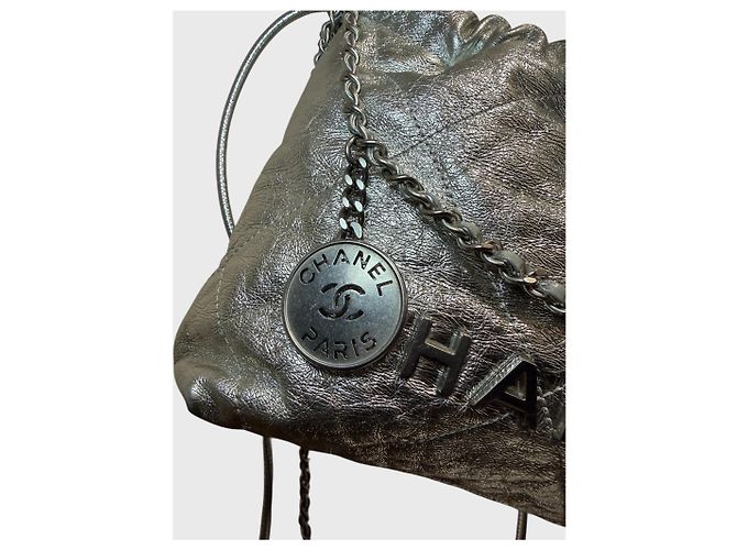 Borsa Chanel 22 in pelle argento - vista 5