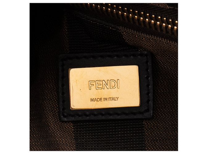 FENDI - Borsa a mano Peekaboo medium Fendi in pelle liscia nera - vista 7