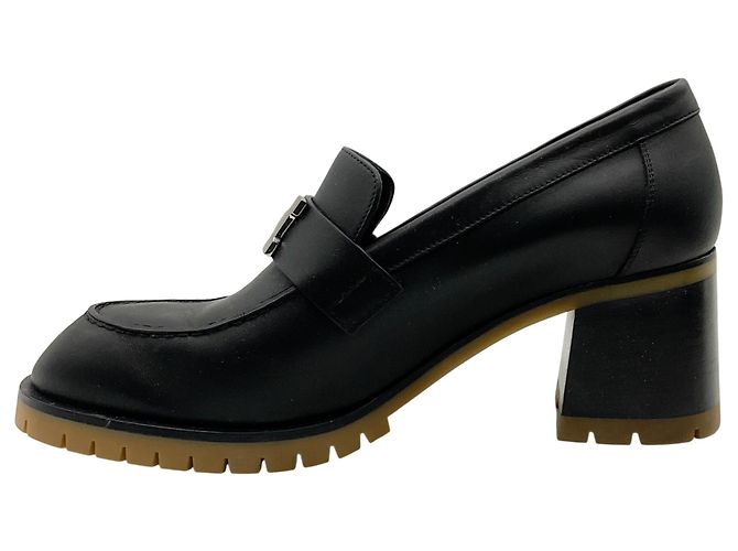 Hermès Mocassini Faubourg in pelle nera Hermes - vista 3