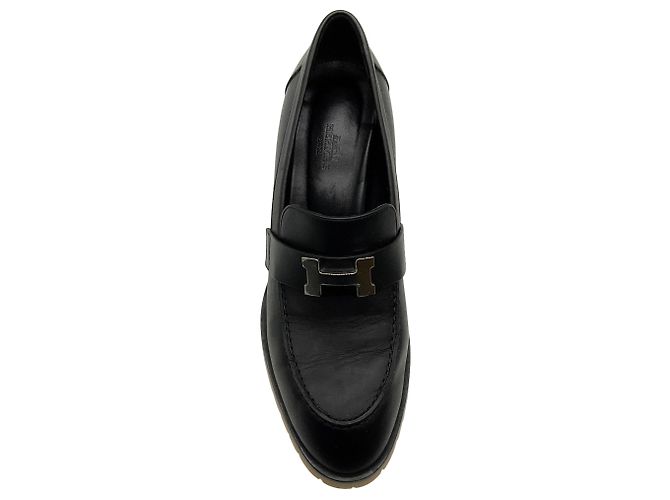 Hermès Mocassini Faubourg in pelle nera Hermes - vista 4