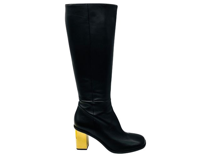 Chloé Botas altas de cuero negras Chloe con tacón dorado - vista 2