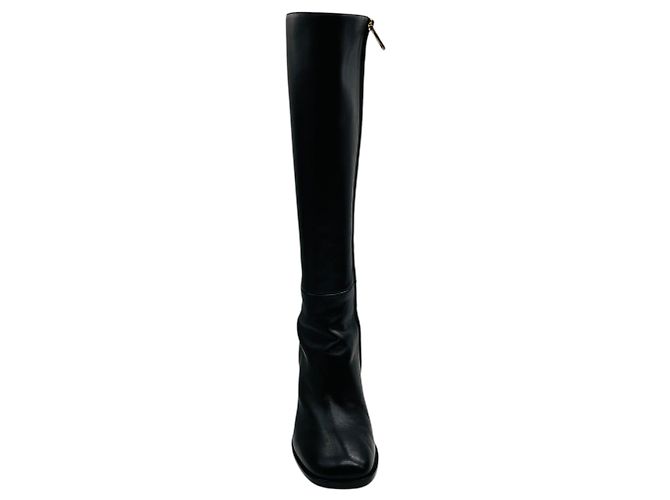 Chloé Botas altas de cuero negras Chloe con tacón dorado - vista 4