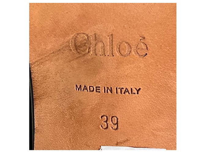 Chloé Botas altas de cuero negras Chloe con tacón dorado - vista 7