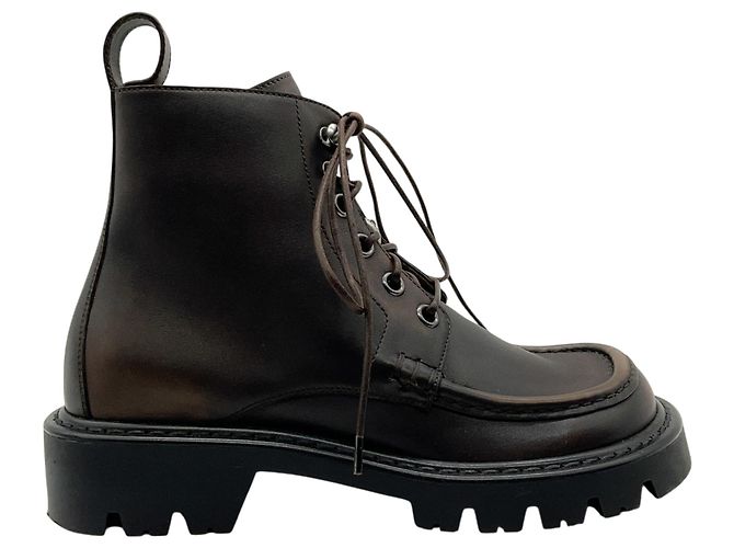 Botas de combate Sierra de piel marrón Loewe - vista 2