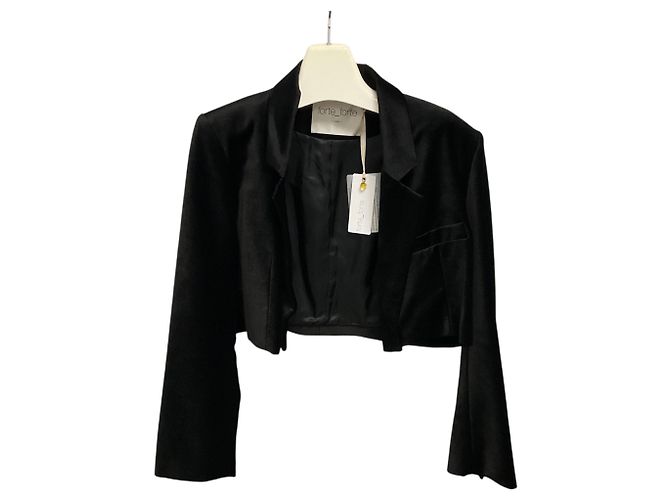 Autre Marque forte_forte Cropped Samtjacke Black Noir - Ansicht 7