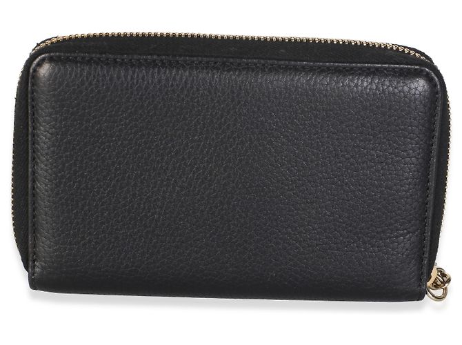 Gucci Soho Zip Around Geldbörse Medium aus schwarzem Narbenleder - Ansicht 2