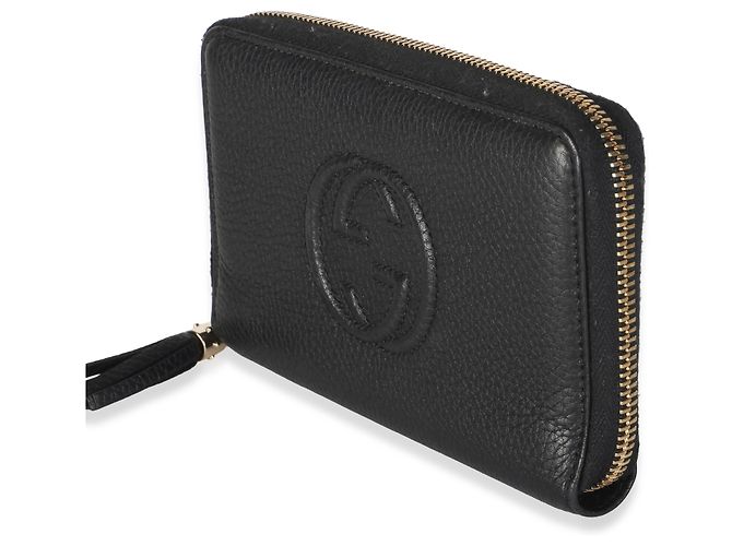 Gucci Soho Zip Around Geldbörse Medium aus schwarzem Narbenleder - Ansicht 3