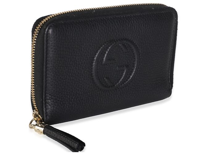 Gucci Soho Zip Around Geldbörse Medium aus schwarzem Narbenleder - Ansicht 4