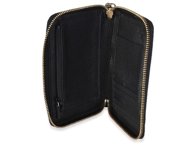 Gucci Soho Zip Around Geldbörse Medium aus schwarzem Narbenleder - Ansicht 5