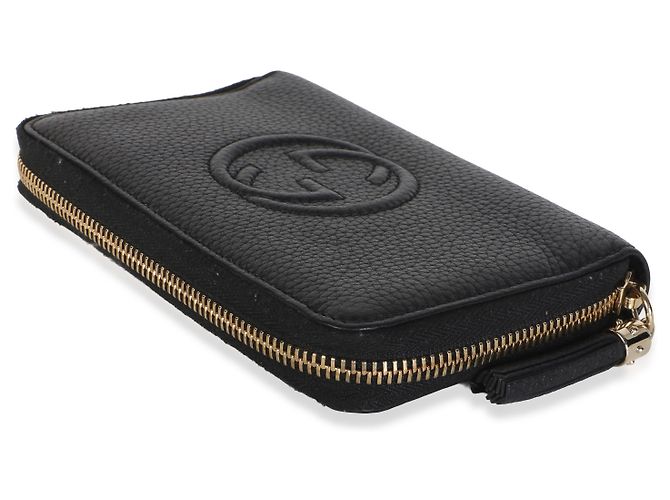 Gucci Soho Zip Around Geldbörse Medium aus schwarzem Narbenleder - Ansicht 6