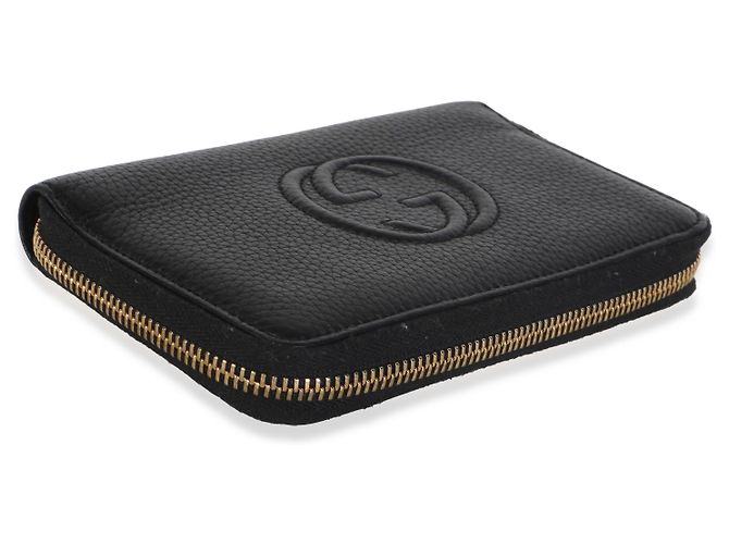 Gucci Soho Zip Around Geldbörse Medium aus schwarzem Narbenleder - Ansicht 7