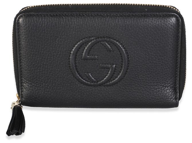 Gucci Soho Zip Around Geldbörse Medium aus schwarzem Narbenleder - Ansicht 8
