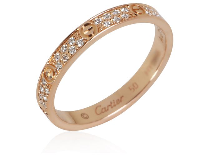 Anello Cartier Love Mini Modello Oro Rosa e Diamanti - vista 2