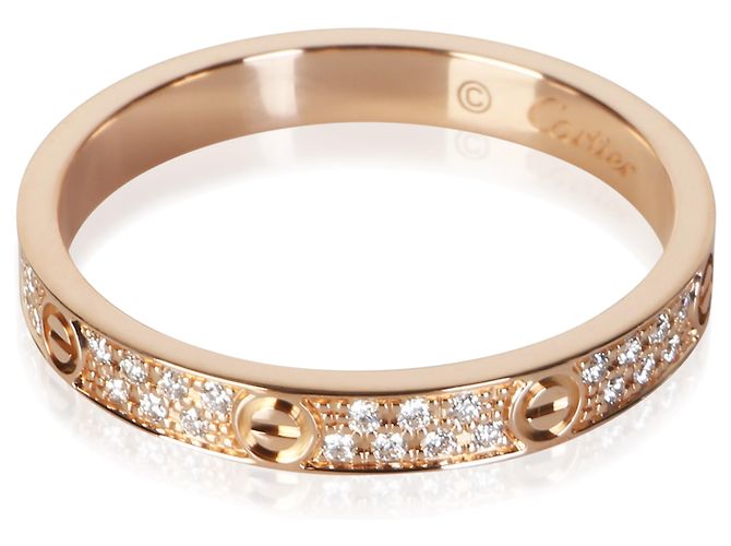 Anello Cartier Love Mini Modello Oro Rosa e Diamanti - vista 3