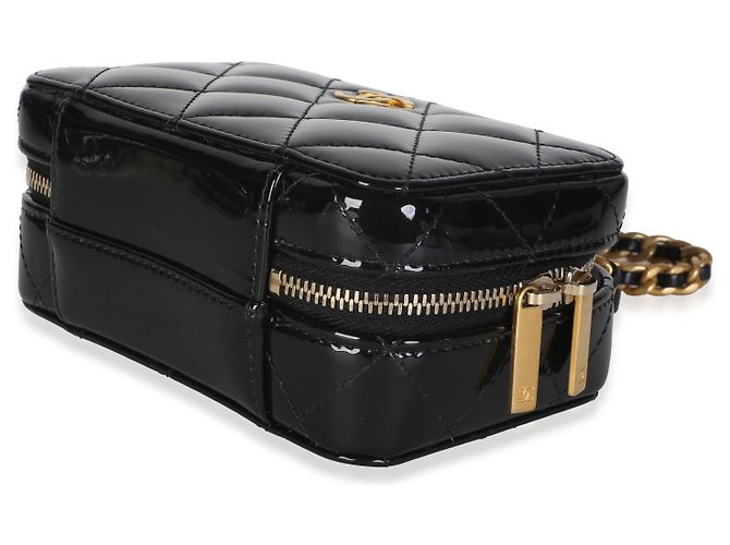 Borsa Mini Vanity con catena in pelle vernice matelassé nera Chanel - vista 6