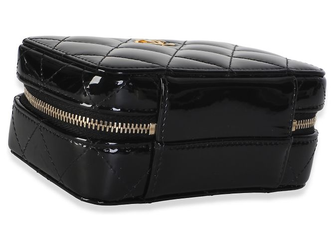 Borsa Mini Vanity con catena in pelle vernice matelassé nera Chanel - vista 7