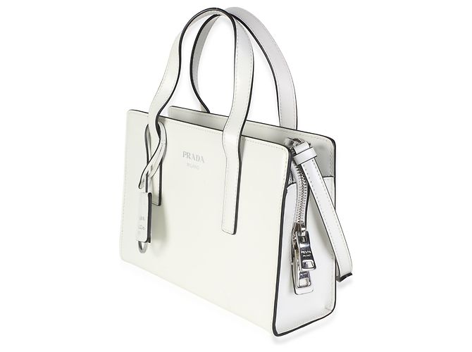 Prada Mini Re-Edition 1995 Borsa con doppio manico in pelle Spazzolato bianca - vista 3