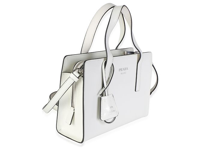 Prada Mini Re-Edition 1995 Borsa con doppio manico in pelle Spazzolato bianca - vista 4