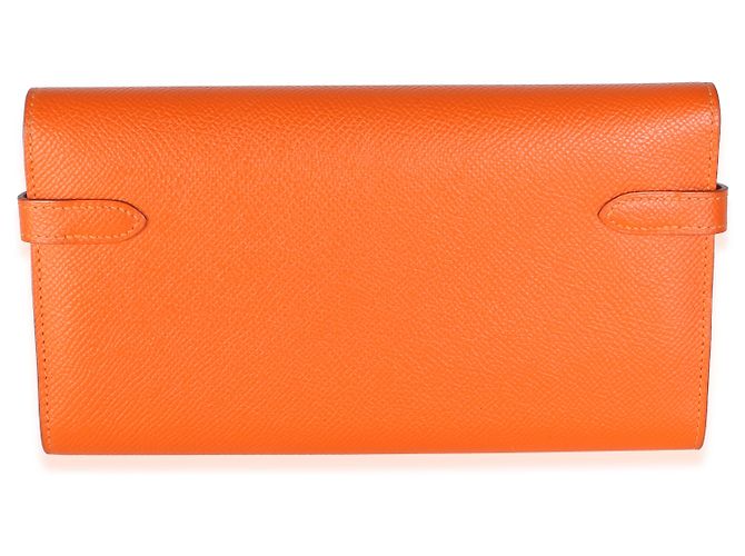 Hermès Orange Epsom Kelly Longue Wallet PHW - vista 2