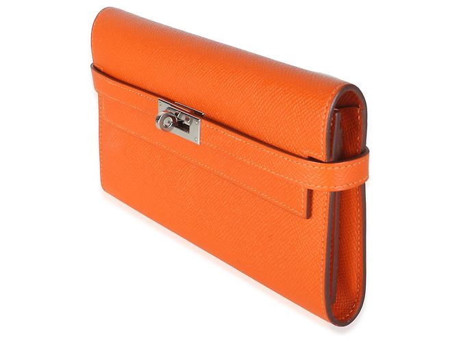 Hermès Orange Epsom Kelly Longue Wallet PHW - vista 3