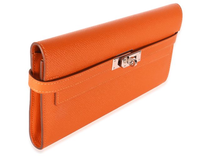 Hermès Orange Epsom Kelly Longue Wallet PHW - vista 4
