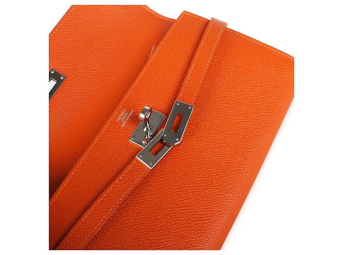 Hermès Orange Epsom Kelly Longue Wallet PHW - vista 5